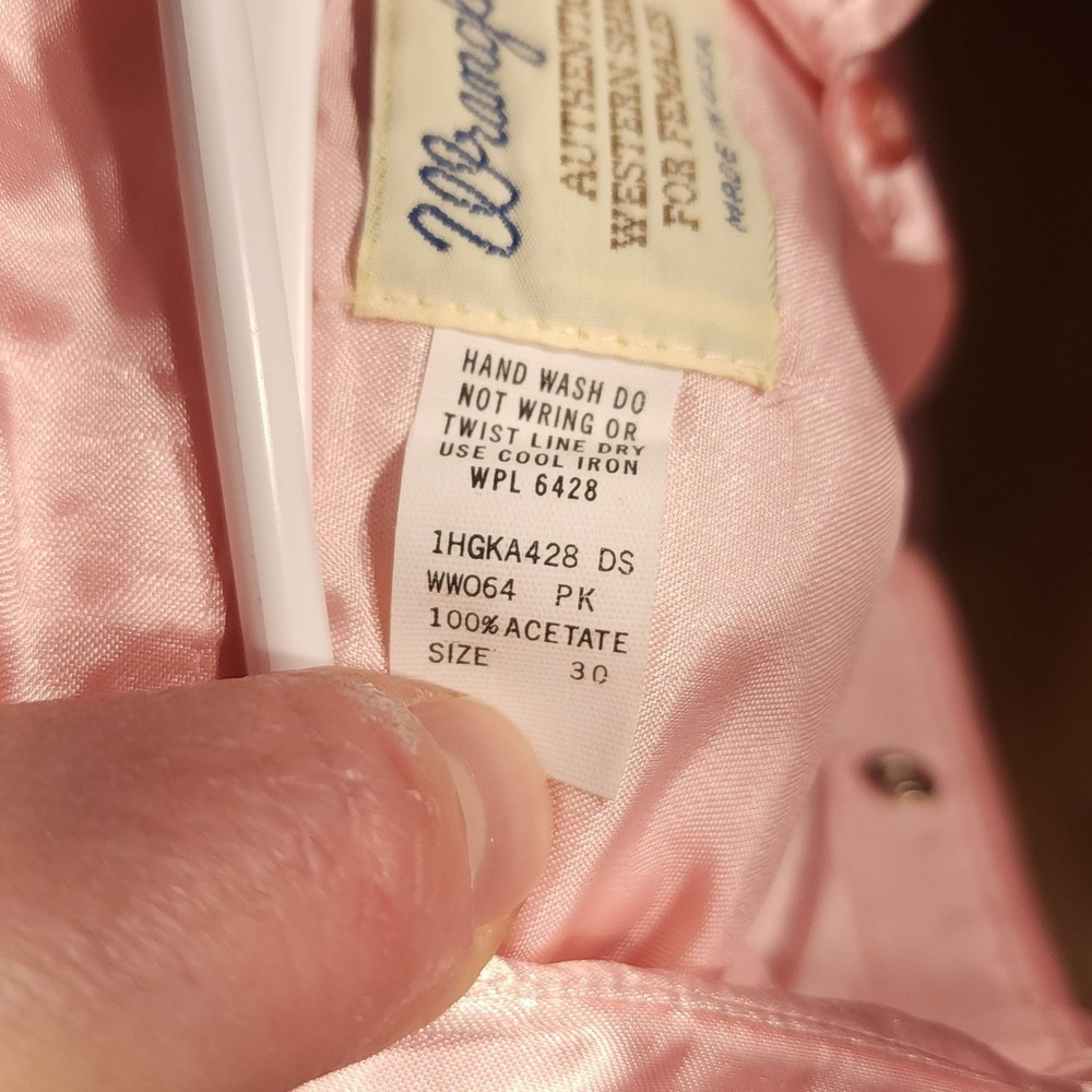 Wrangler Pearl Snap Western Shirt Peach Satin NWT - Picture 7 of 12